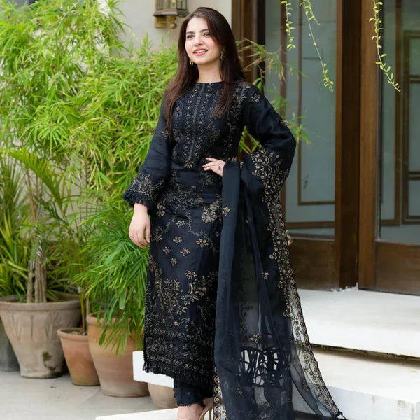 Lawn Embroidered 3pc suit a014