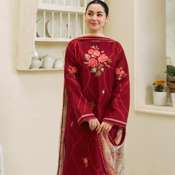 Lawn Embroidered 3pc suit a15