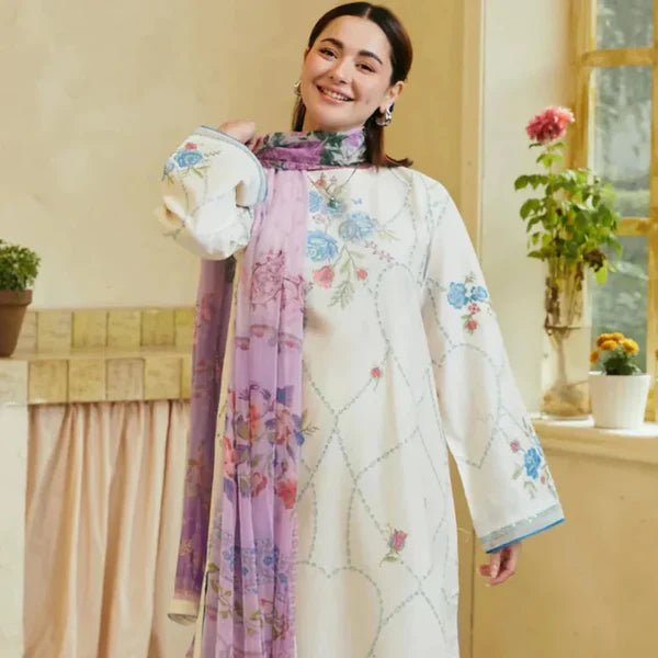 Lawn Embroidered 3pc suit a13