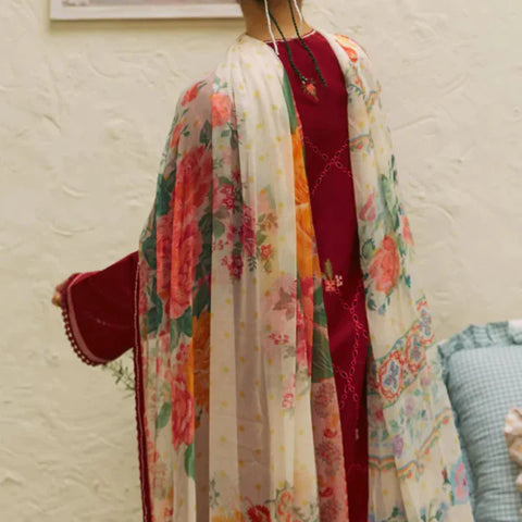 Lawn Embroidered 3pc suit a15